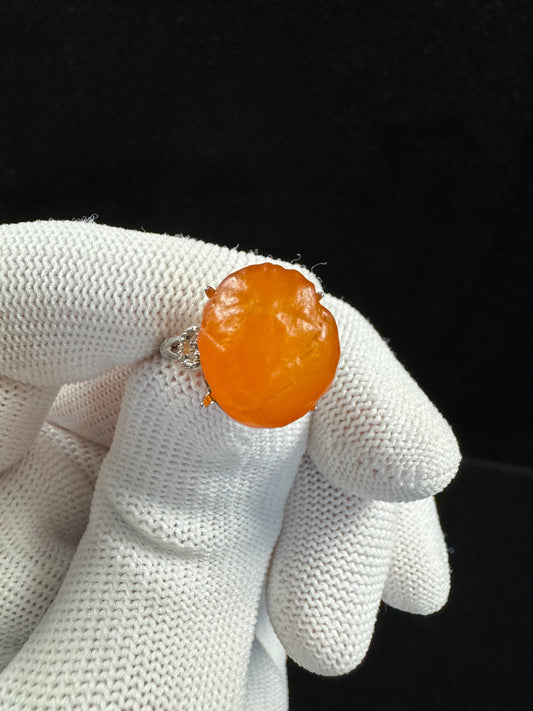 Unleash Bold Energy with the Natural Gobi Orange Candy Agate Ring