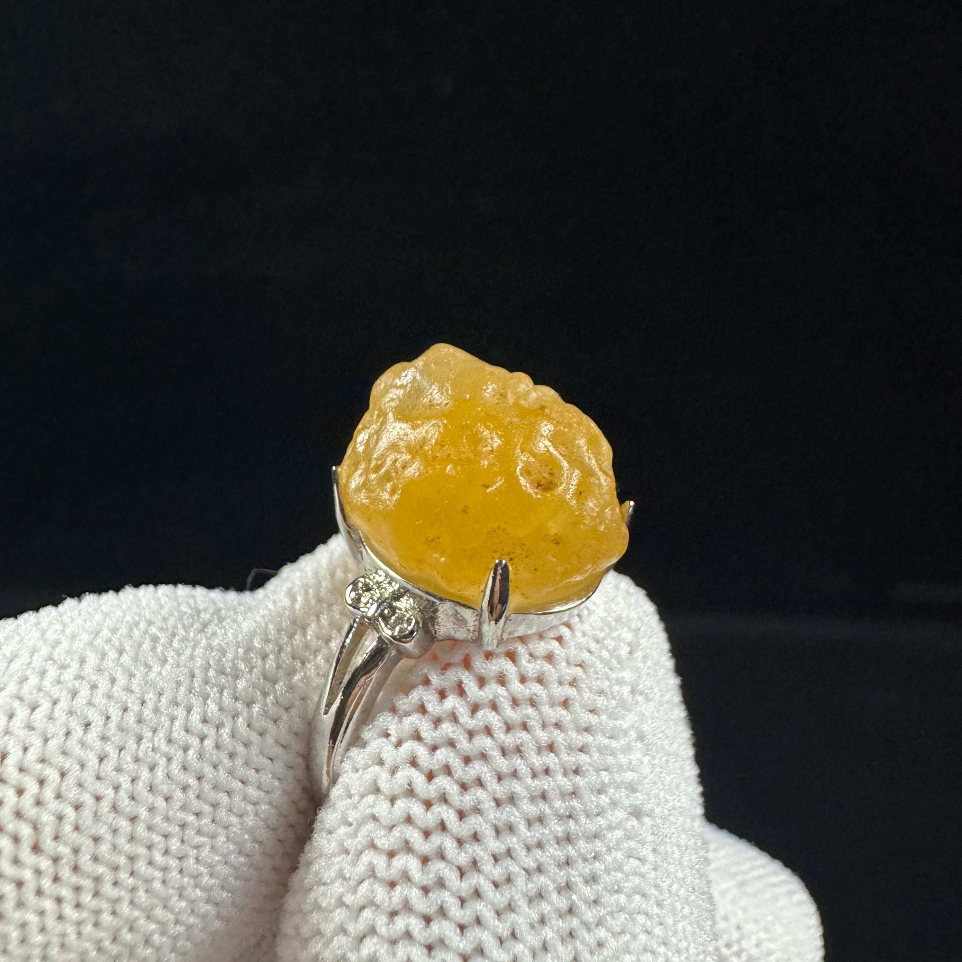 Natural Gobi Yellow Sugar Agate Ring – Women’s Raw Stone Jewelry