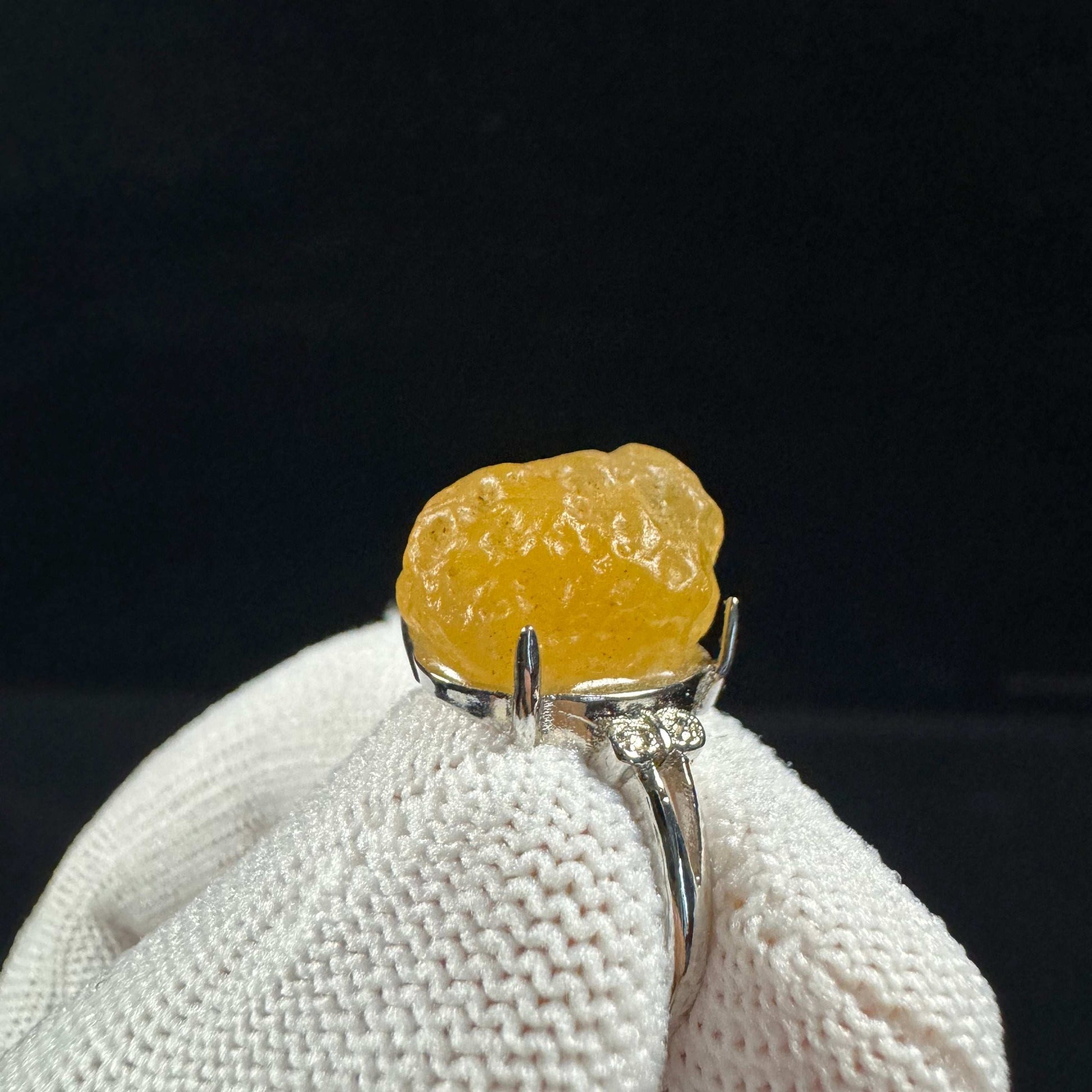 Natural Gobi Yellow Sugar Agate Ring – Women’s Raw Stone Jewelry