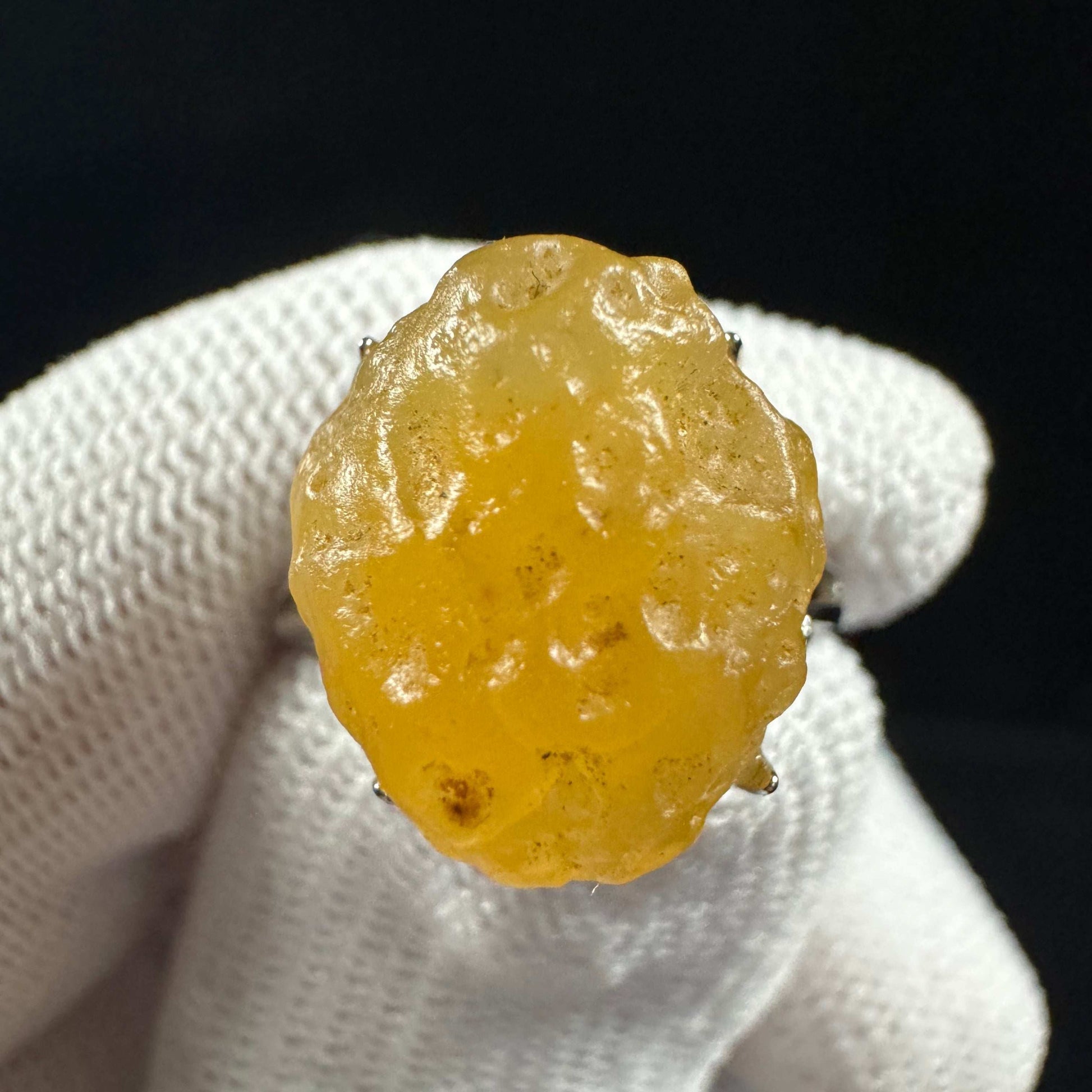 Natural Gobi Yellow Sugar Agate Ring – Women’s Raw Stone Jewelry