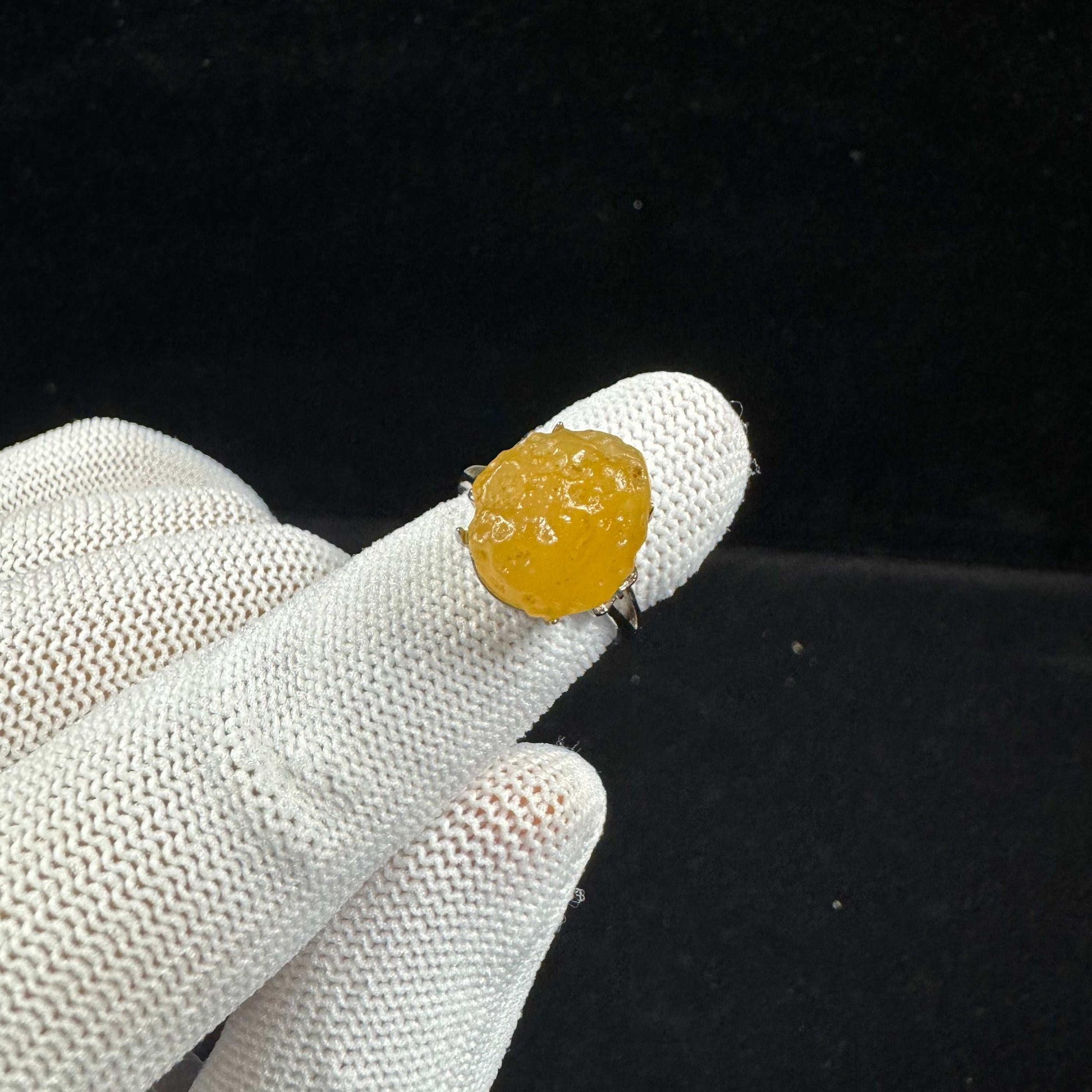 Natural Gobi Yellow Sugar Agate Ring – Women’s Raw Stone Jewelry