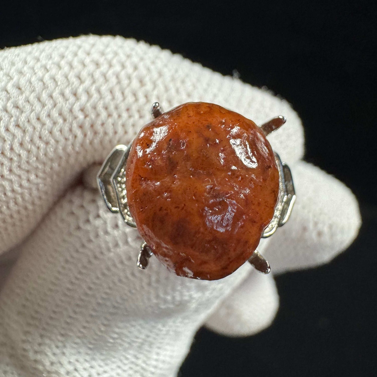 Natural Gobi Red Vein Agate Ring – Women’s Raw Stone Agate Jewelry