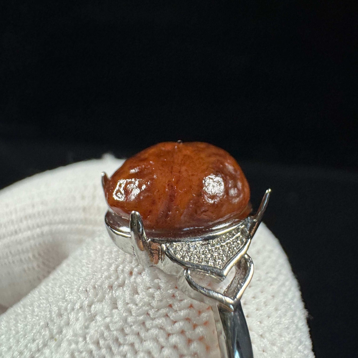 Natural Gobi Red Vein Agate Ring – Women’s Raw Stone Agate Jewelry