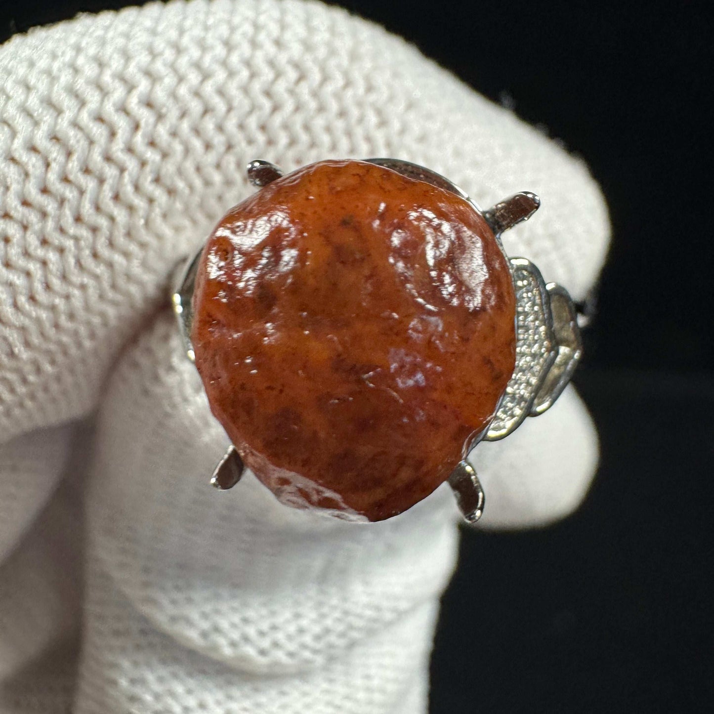 Natural Gobi Red Vein Agate Ring – Women’s Raw Stone Agate Jewelry
