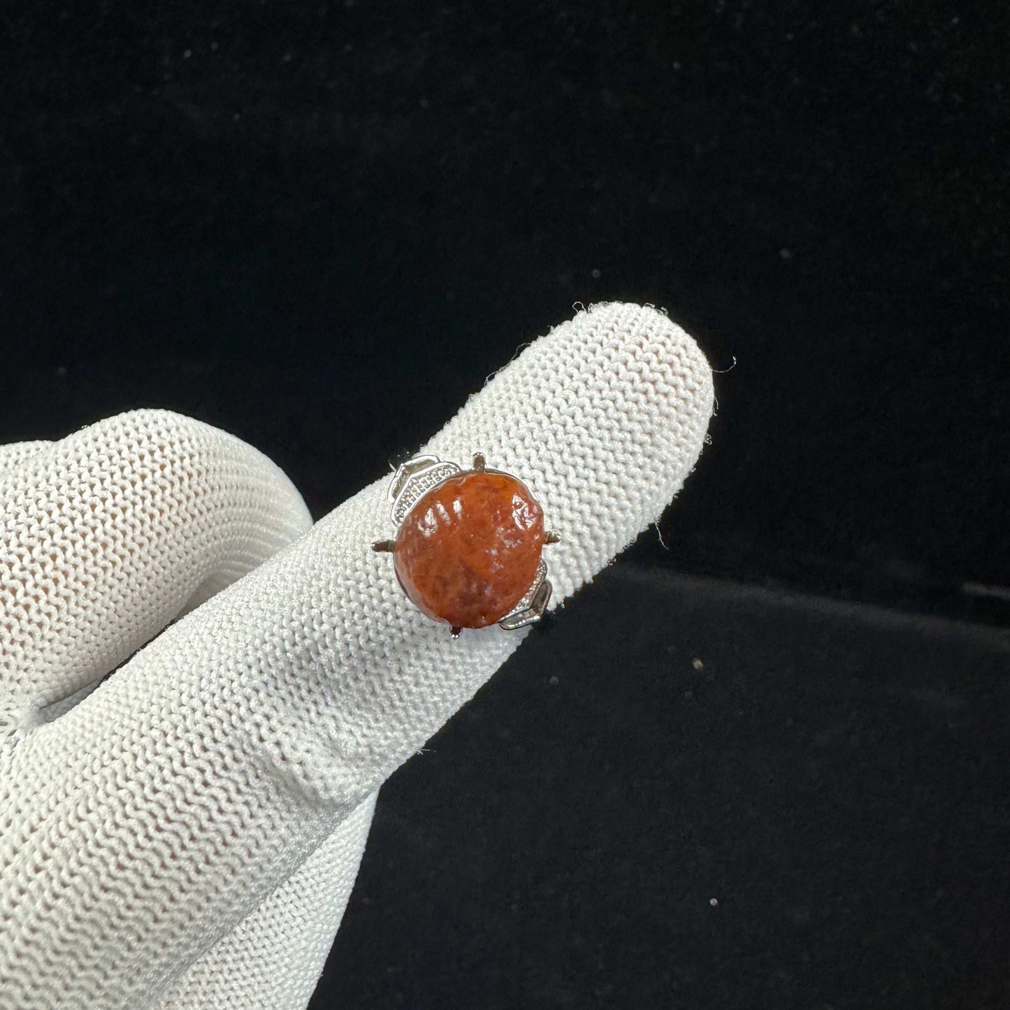 Natural Gobi Red Vein Agate Ring – Women’s Raw Stone Agate Jewelry