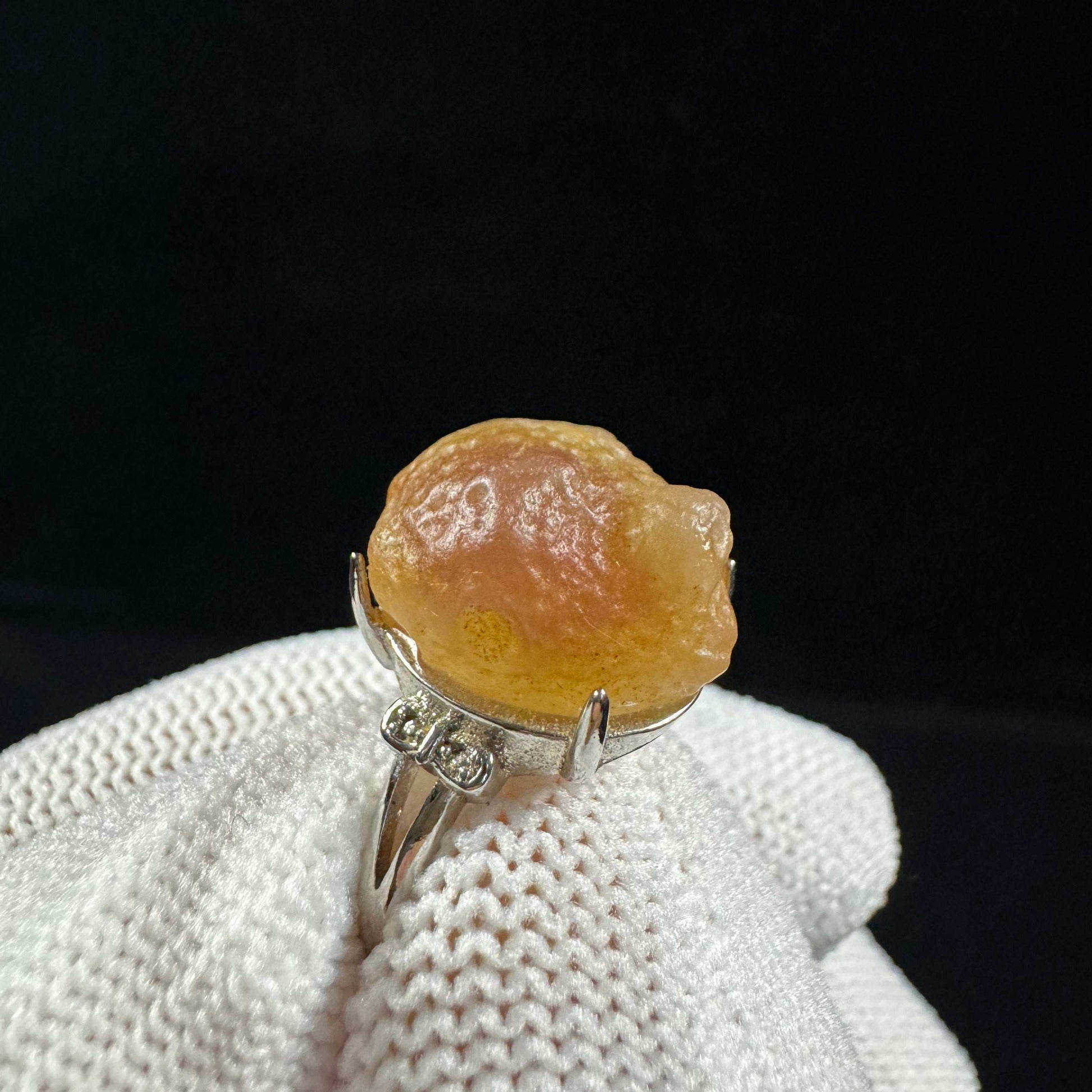 Natural Gobi Multi‑Color Sugar Heart Agate Ring – Women’s Raw Stone Jewelry