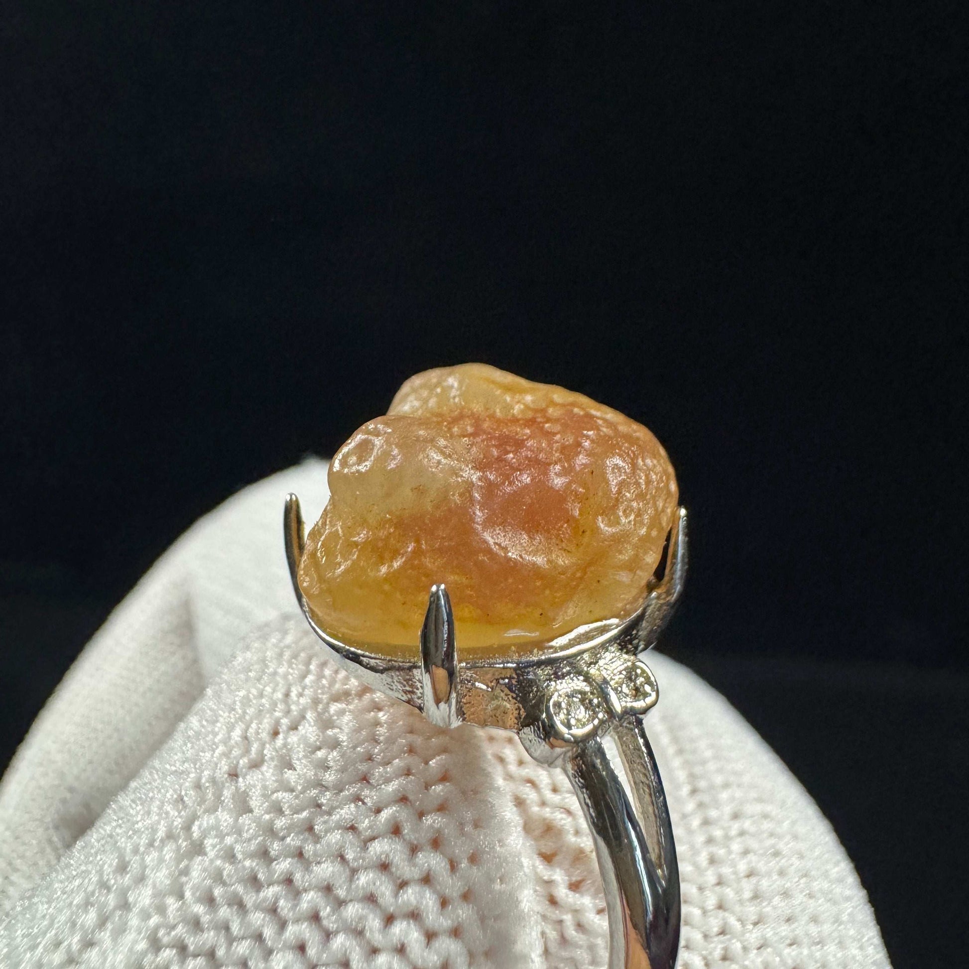 Natural Gobi Multi‑Color Sugar Heart Agate Ring – Women’s Raw Stone Jewelry