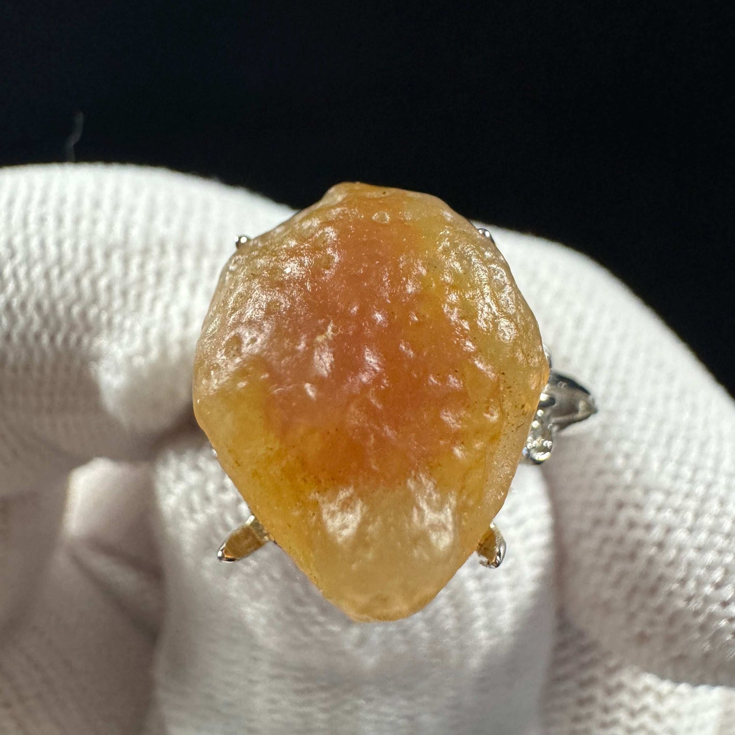 Natural Gobi Multi‑Color Sugar Heart Agate Ring – Women’s Raw Stone Jewelry