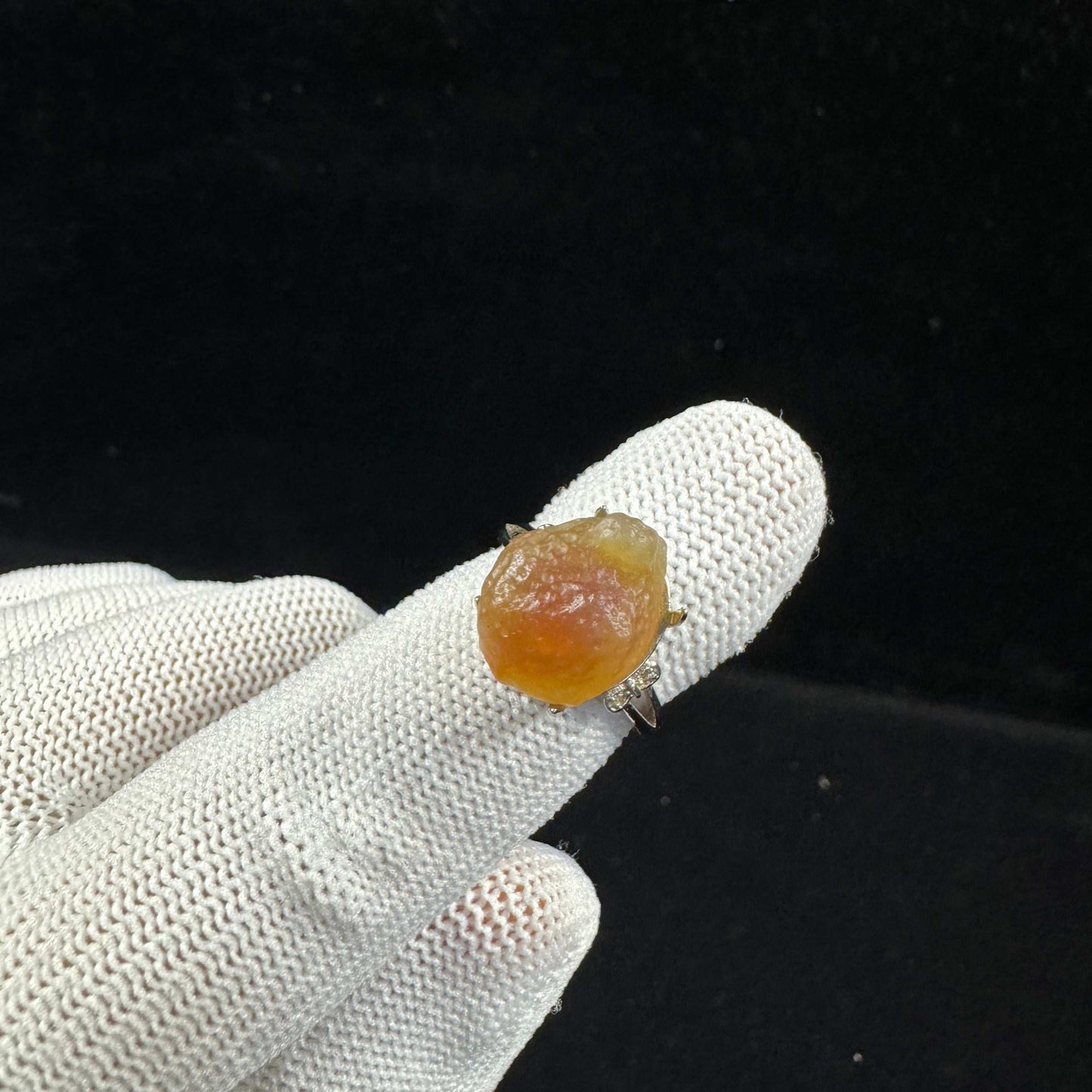Natural Gobi Multi‑Color Sugar Heart Agate Ring – Women’s Raw Stone Jewelry