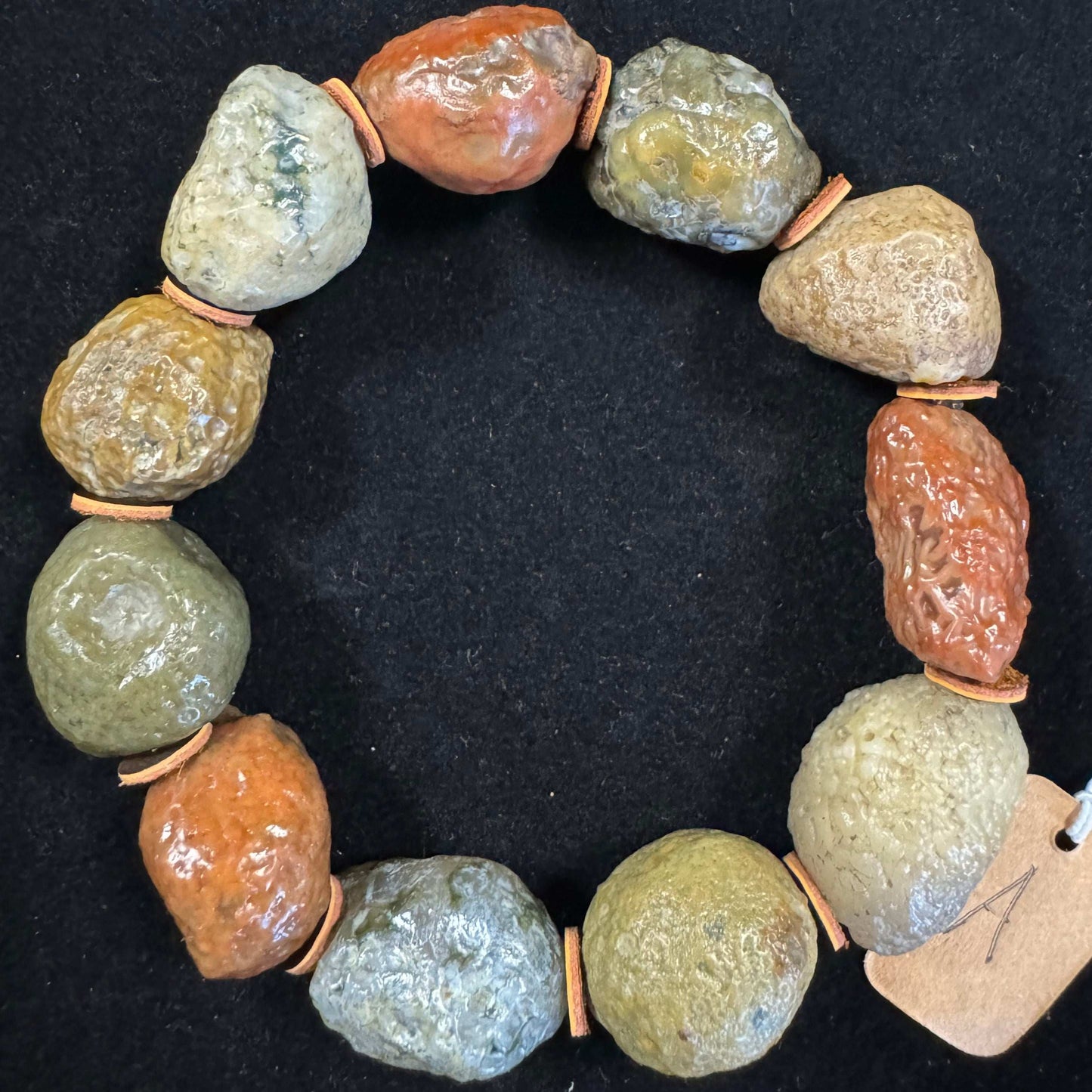 Natural Gobi Agate Vein Raw Stone Bracelet for Men – Alashan Desert Beaded Jewelry