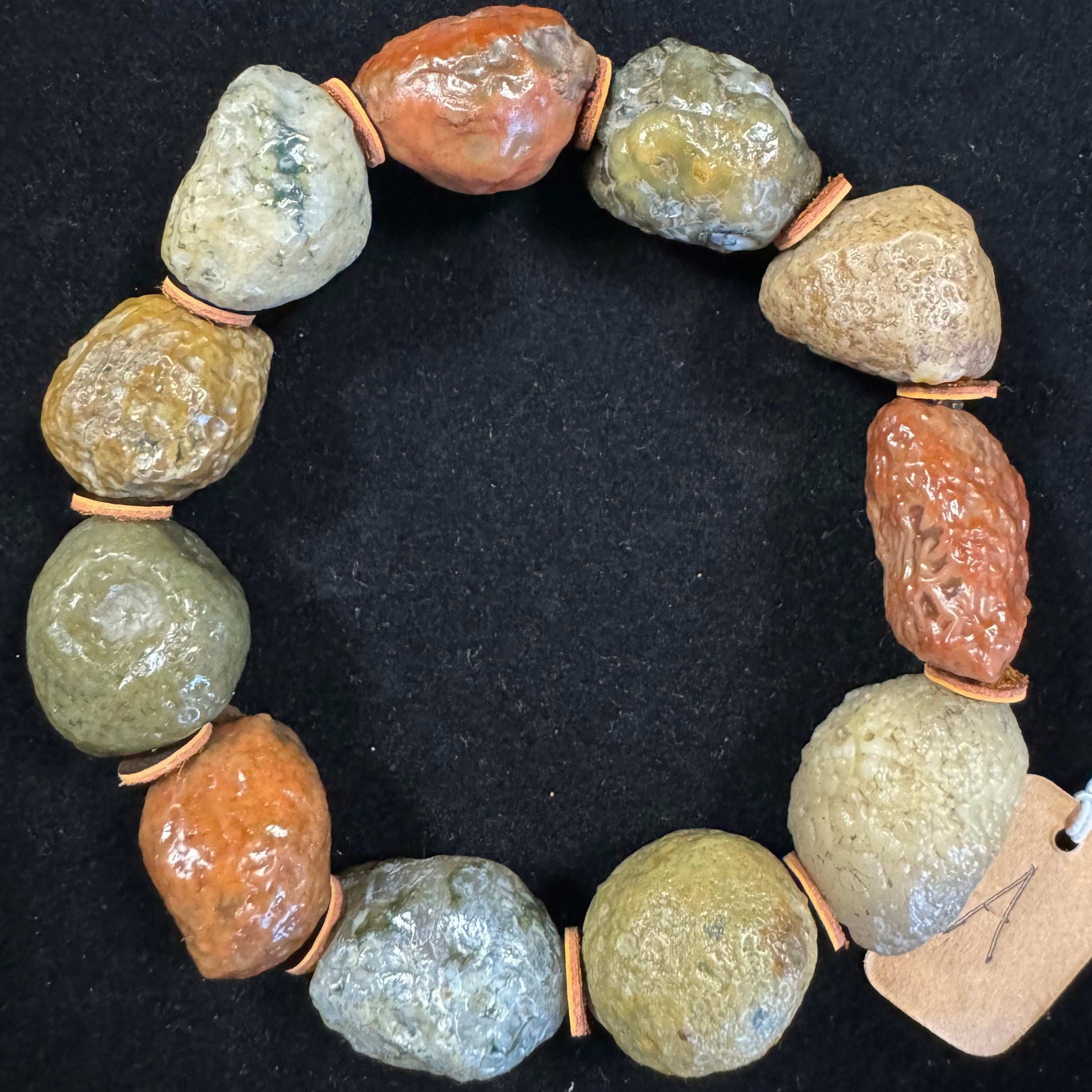 Natural Gobi Agate Vein Raw Stone Bracelet for Men – Alashan Desert Beaded Jewelry