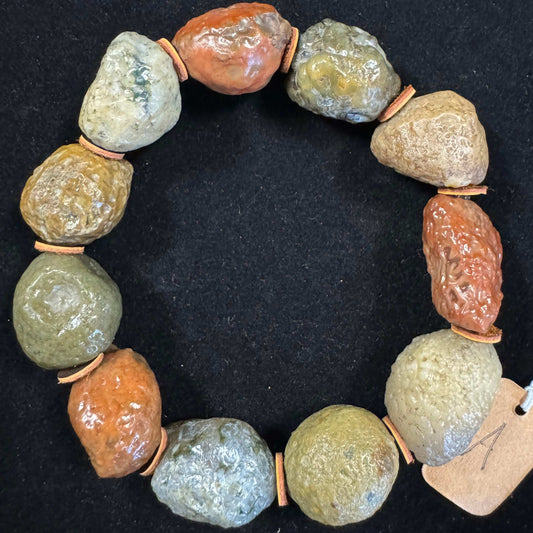 Natural Gobi Agate Vein Raw Stone Bracelet for Men – Alashan Desert Beaded Jewelry