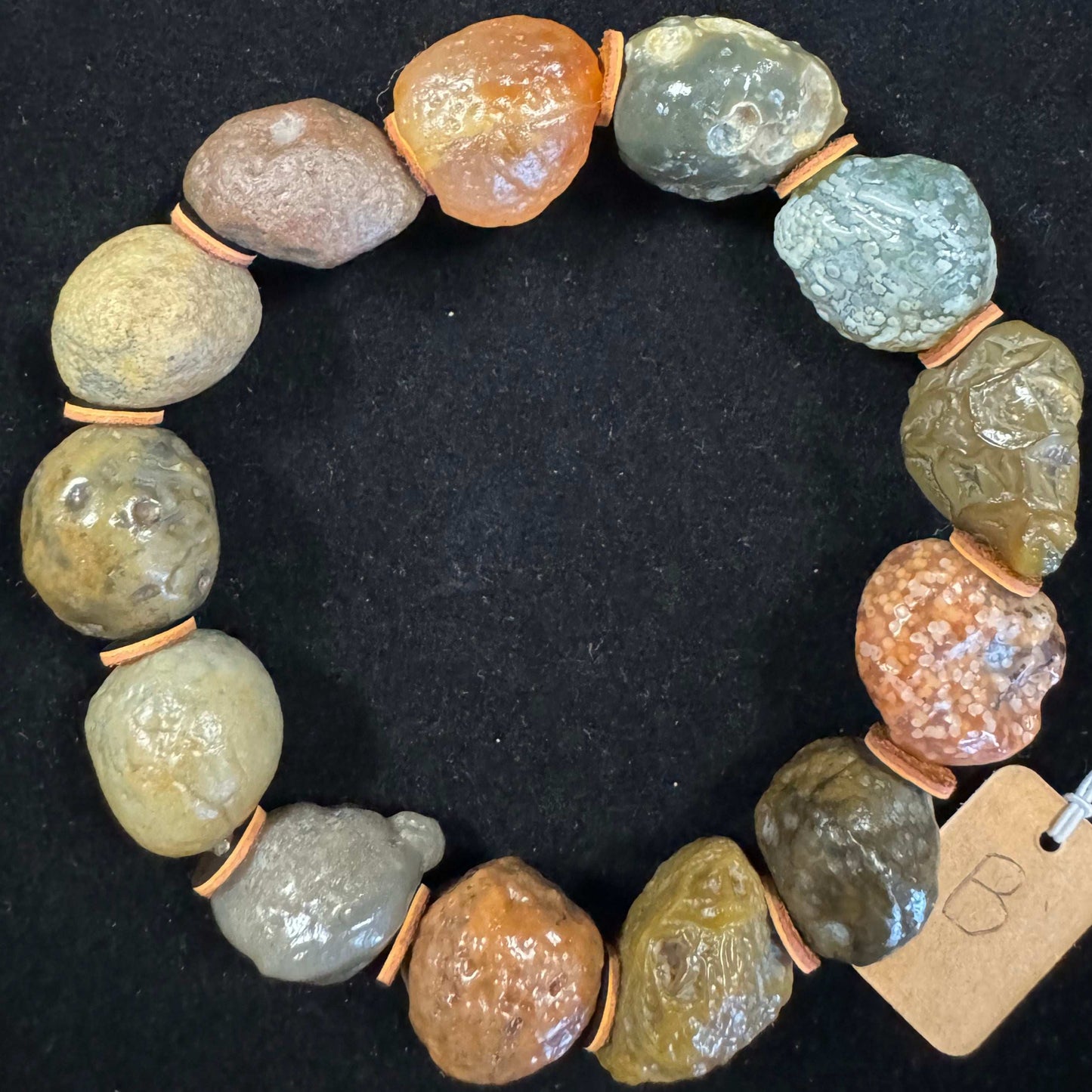 Natural Gobi Agate Vein Raw Stone Bracelet for Men – Alashan Desert Beaded Jewelry