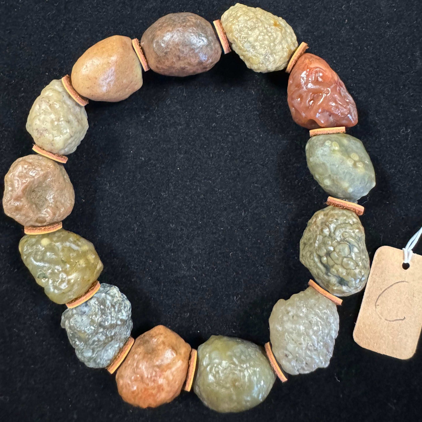 Natural Gobi Agate Vein Raw Stone Bracelet for Men – Alashan Desert Beaded Jewelry