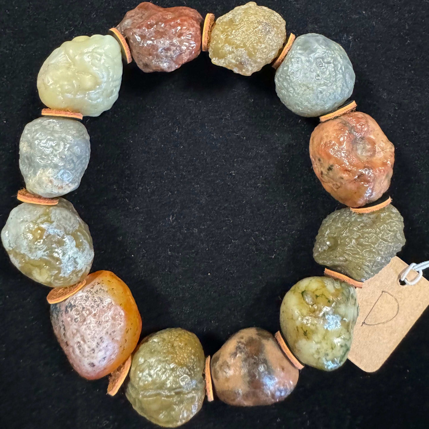 Natural Gobi Agate Vein Raw Stone Bracelet for Men – Alashan Desert Beaded Jewelry