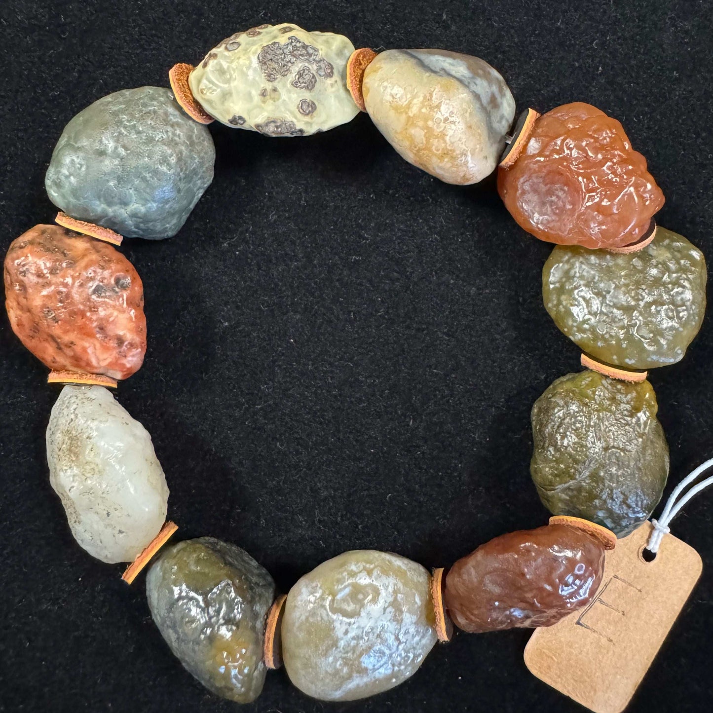 Natural Gobi Agate Vein Raw Stone Bracelet for Men – Alashan Desert Beaded Jewelry