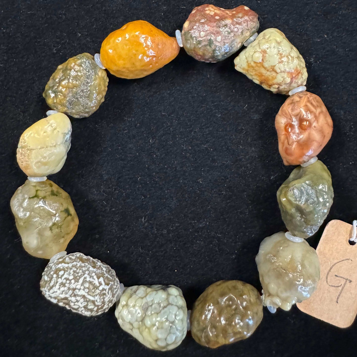 Natural Gobi Agate Vein Raw Stone Bracelet for Men – Alashan Desert Beaded Jewelry