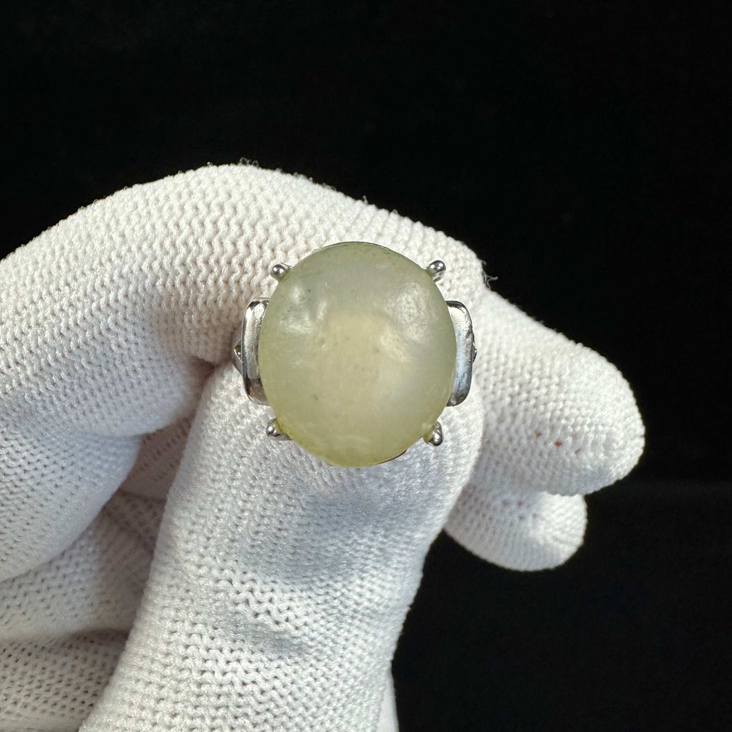 Natural Green Sugar Agate Ring – Raw Gobi Desert Stone Jewelry