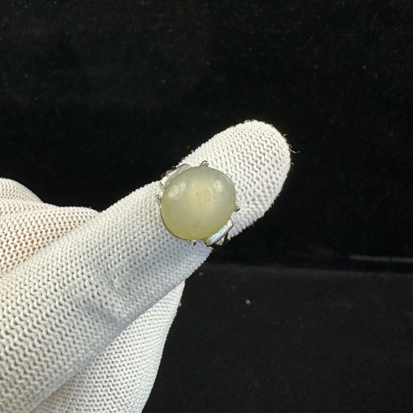 Natural Green Sugar Agate Ring – Raw Gobi Desert Stone Jewelry