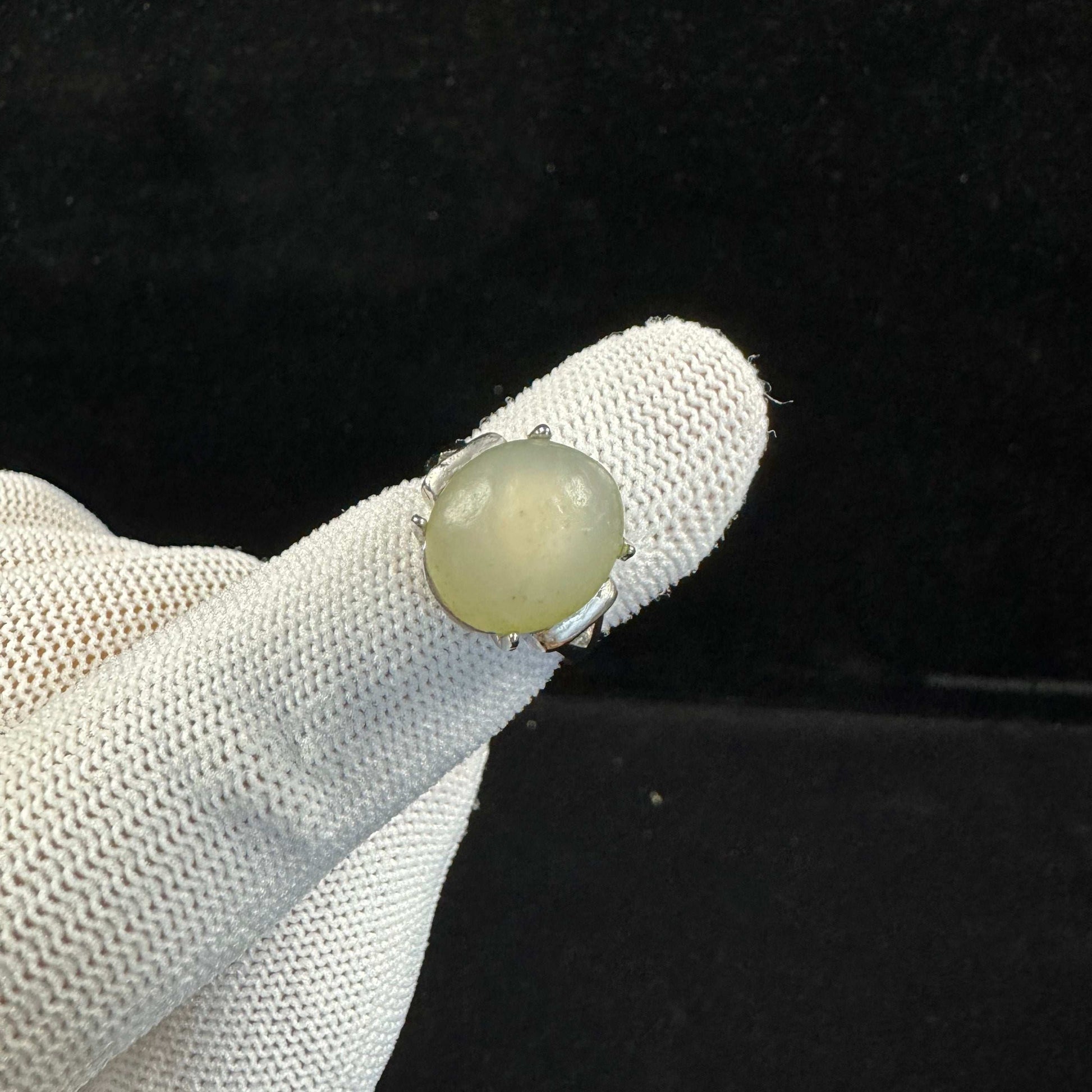 Natural Green Sugar Agate Ring – Raw Gobi Desert Stone Jewelry