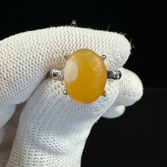 Natural Yellow Sugar Flower-Eye Agate Bracelet – Rare Gobi Desert Stone Jewelry