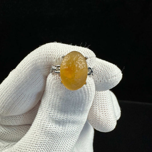 Natural Gobi Yellow Sugar Heart Agate Ring – Warmth, Love & Earth Energy