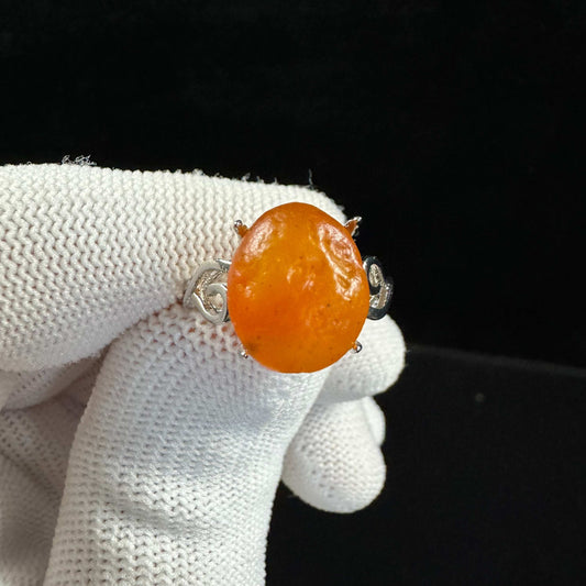 Natural Gobi Orange Rock Sugar Agate Ring – Confidence & Warm Energy