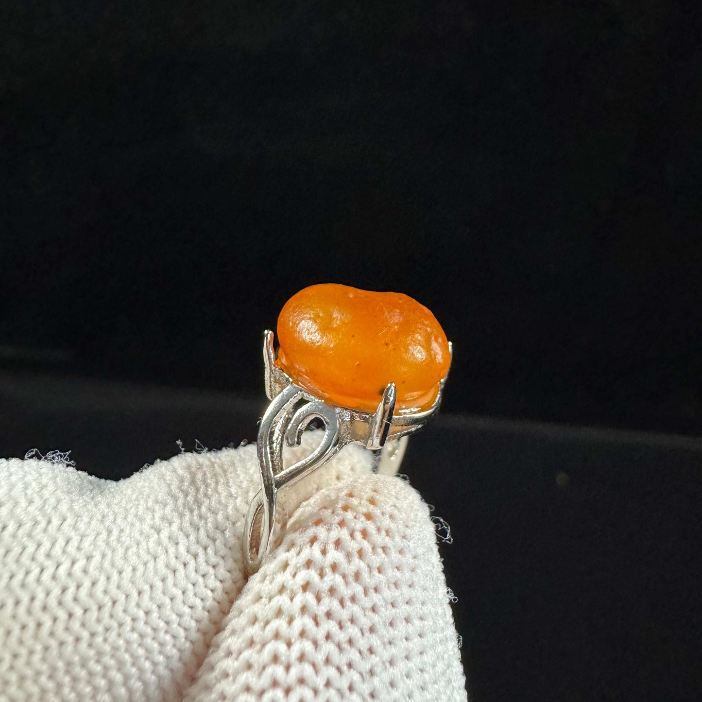Natural Gobi Orange Rock Sugar Agate Ring – Confidence & Warm Energy