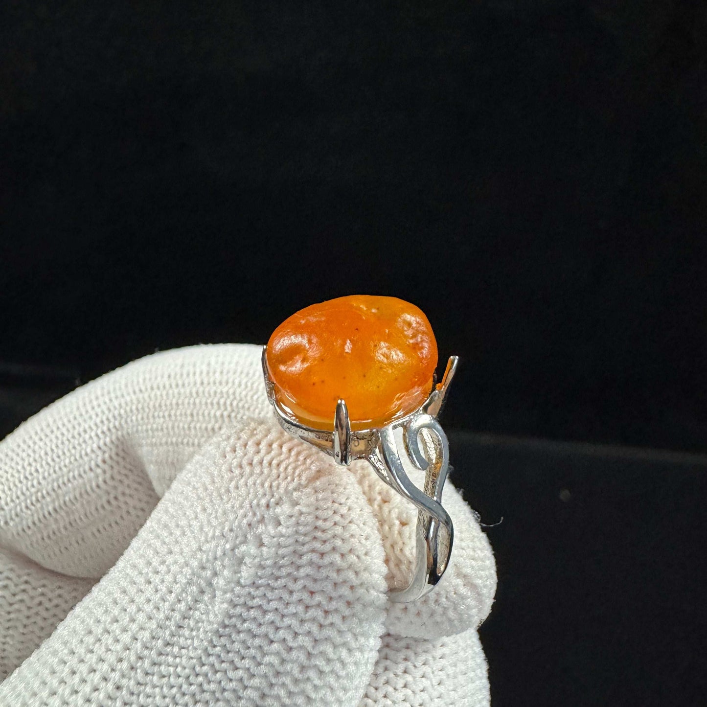 Natural Gobi Orange Rock Sugar Agate Ring – Confidence & Warm Energy