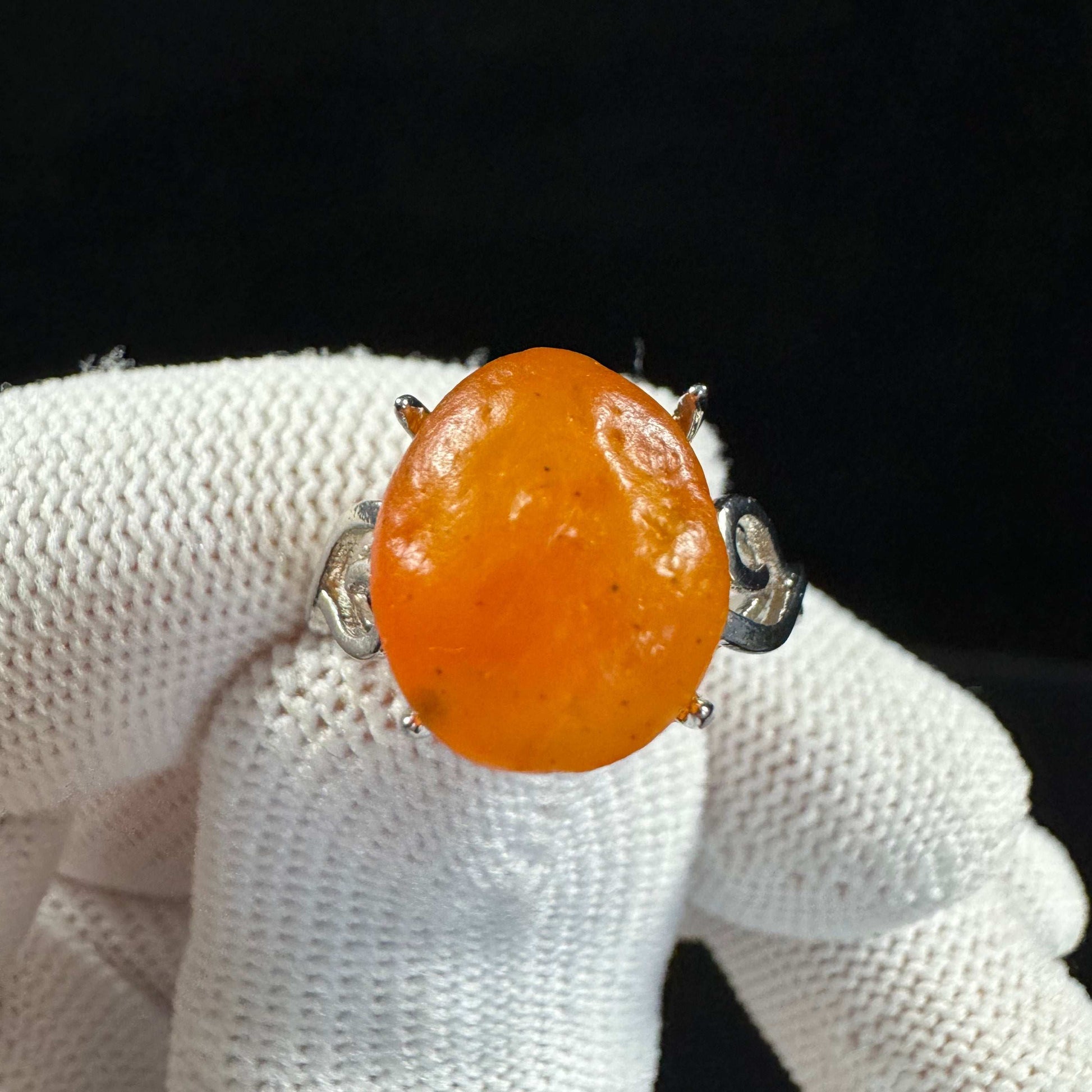 Natural Gobi Orange Rock Sugar Agate Ring – Confidence & Warm Energy