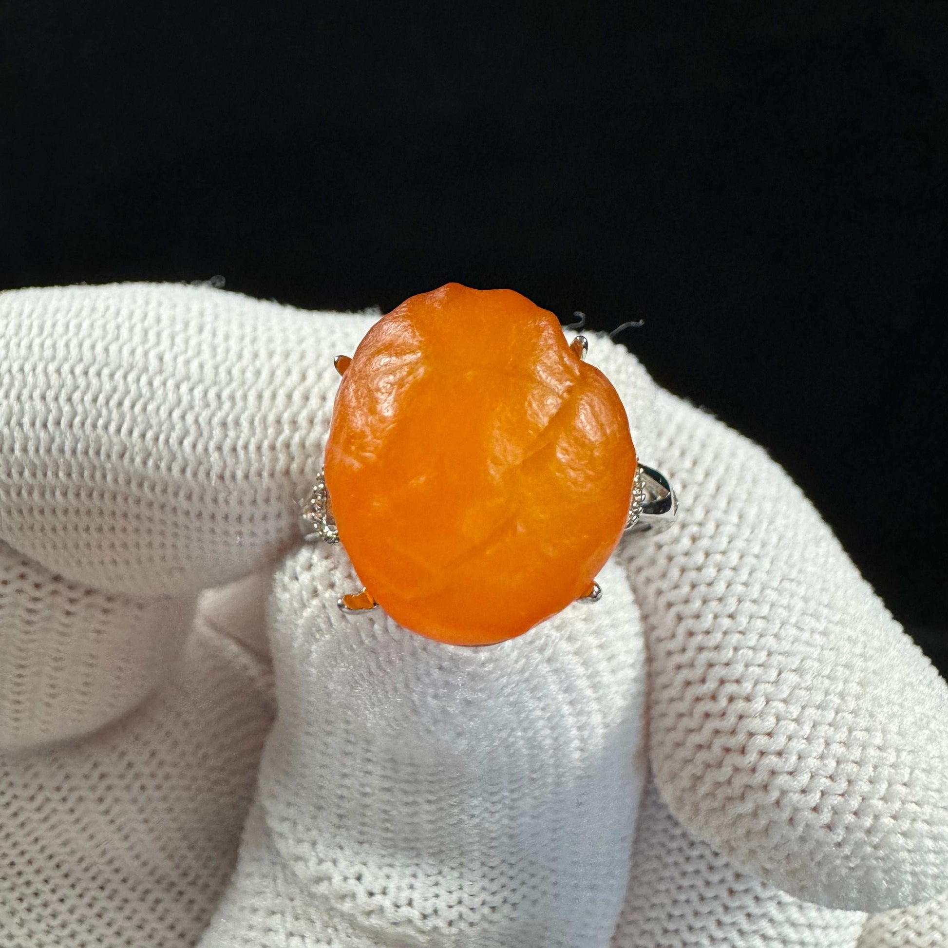 Natural Gobi Orange Candy Agate Ring – Vibrant Energy in Every Stone
