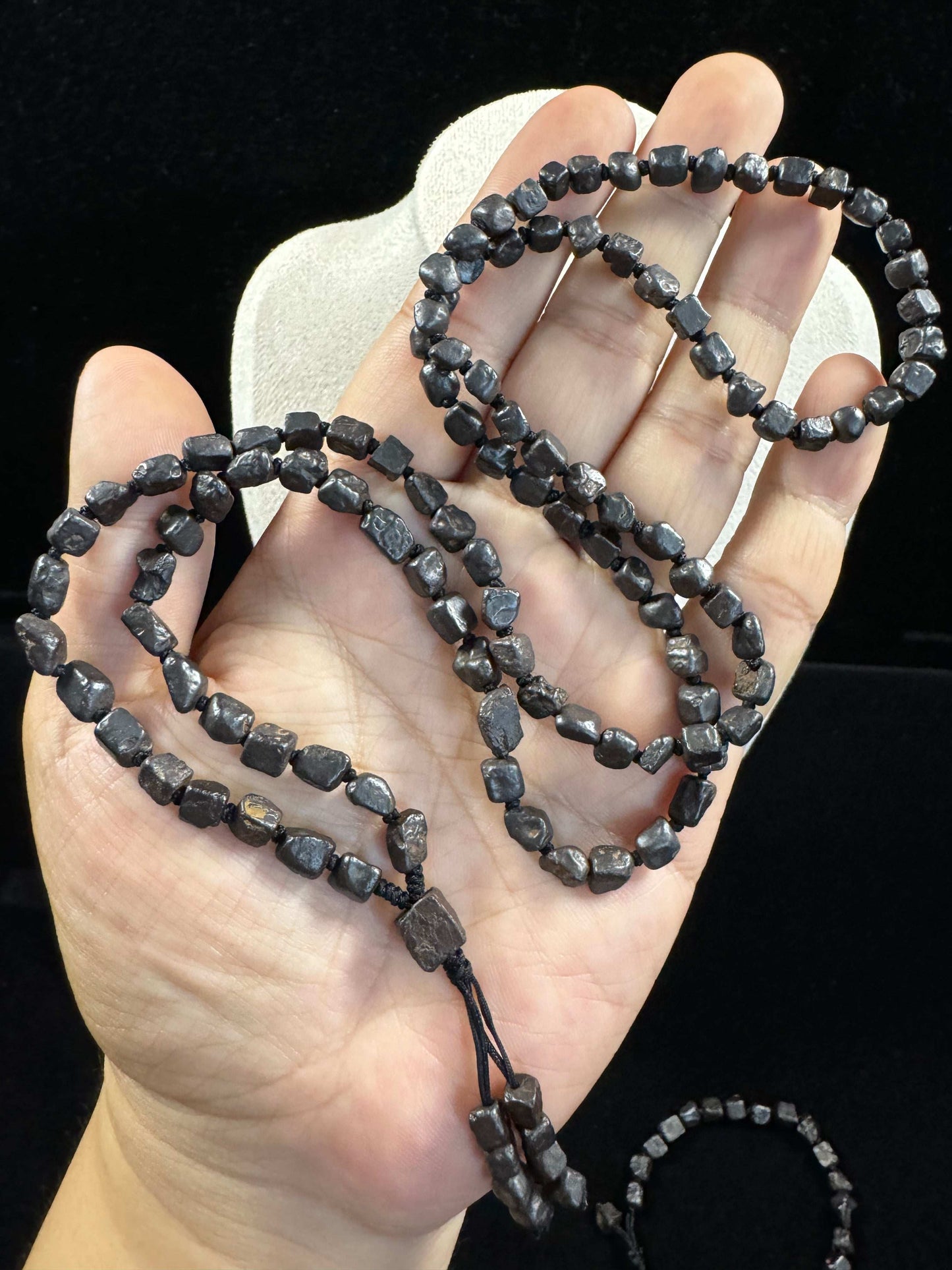 Natural Black Agate Cube Bracelet & Necklace Set (Black Diamond Look) | Gobi Raw Stone Jewelry