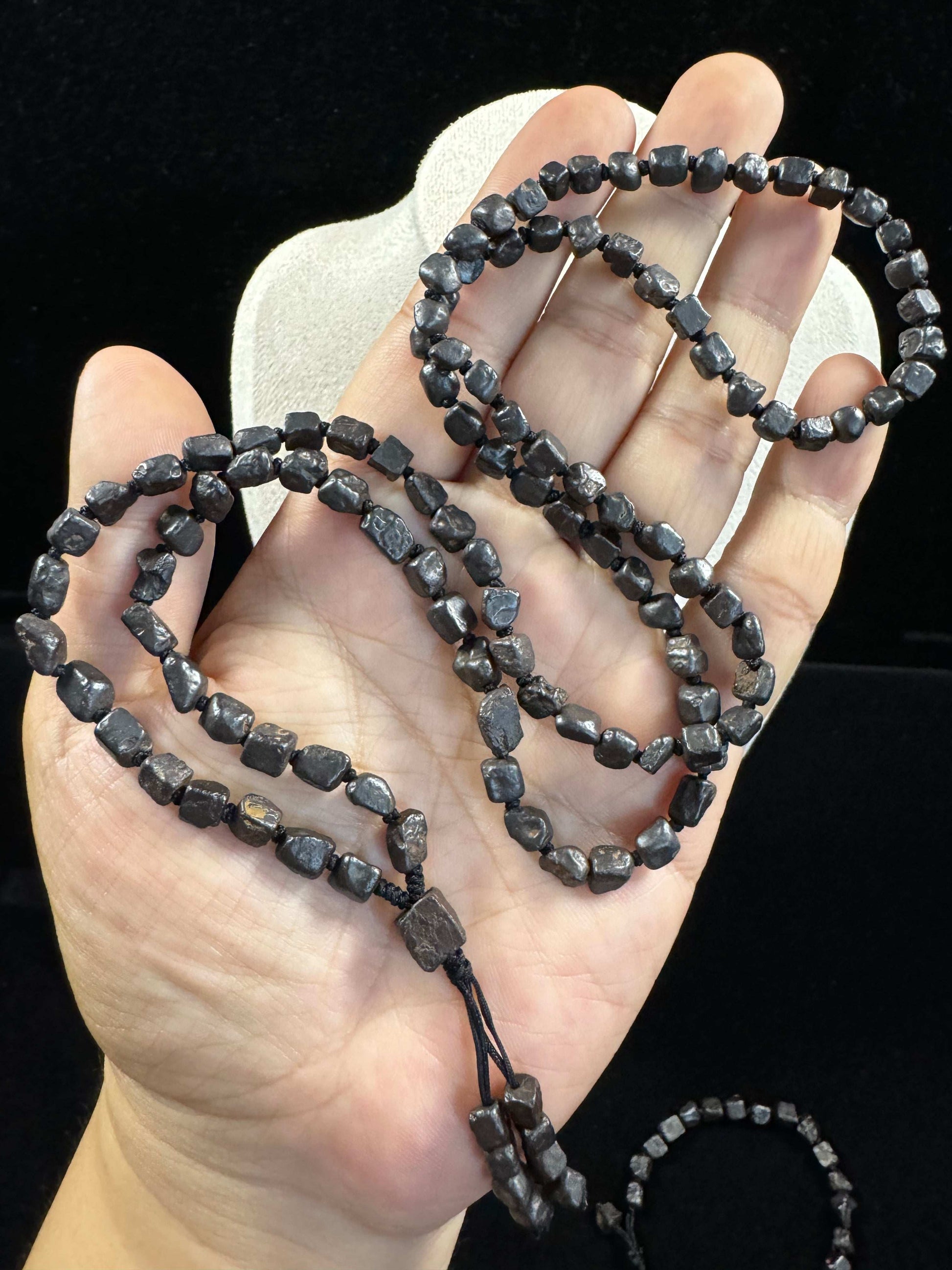 Natural Black Agate Cube Bracelet & Necklace Set (Black Diamond Look) | Gobi Raw Stone Jewelry
