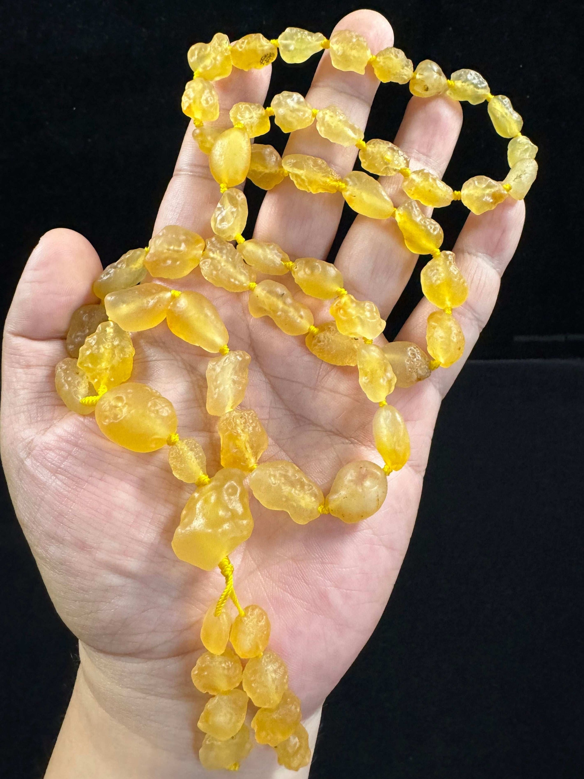 Alashan Natural Gobi Candy Agate Necklace – Raw Stone Pendant with Yellow "Rock Sugar" Texture