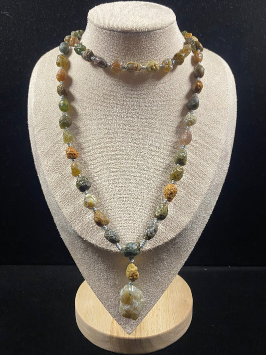Alashan Natural Green Vein Agate Necklace – Tranquility & Earth Energy