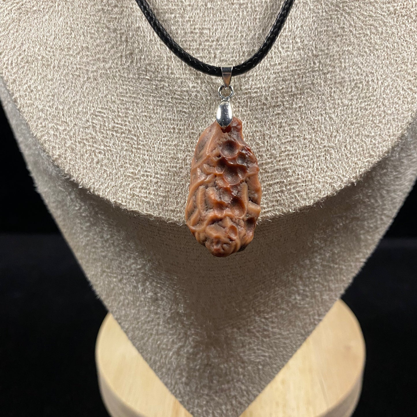 Natural Gobi Red Vein Agate Necklace Pendant – Desert Energy in Deep Red