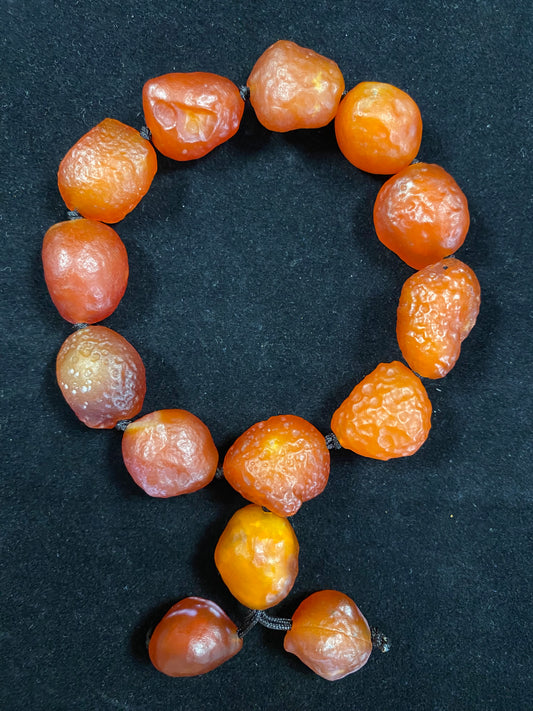 Natural Alxa Gobi Orange Sugar Heart Agate Energy Bracelet -Handmade Stretch Gemstone Jewelry