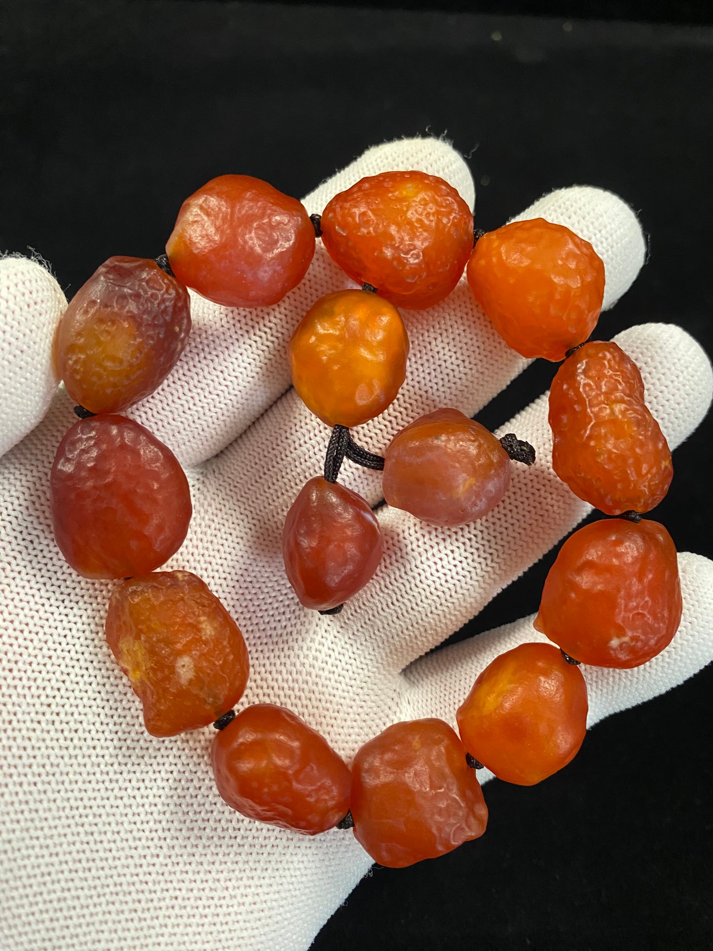 Natural Alxa Gobi Orange Sugar Heart Agate Energy Bracelet -Handmade Stretch Gemstone Jewelry