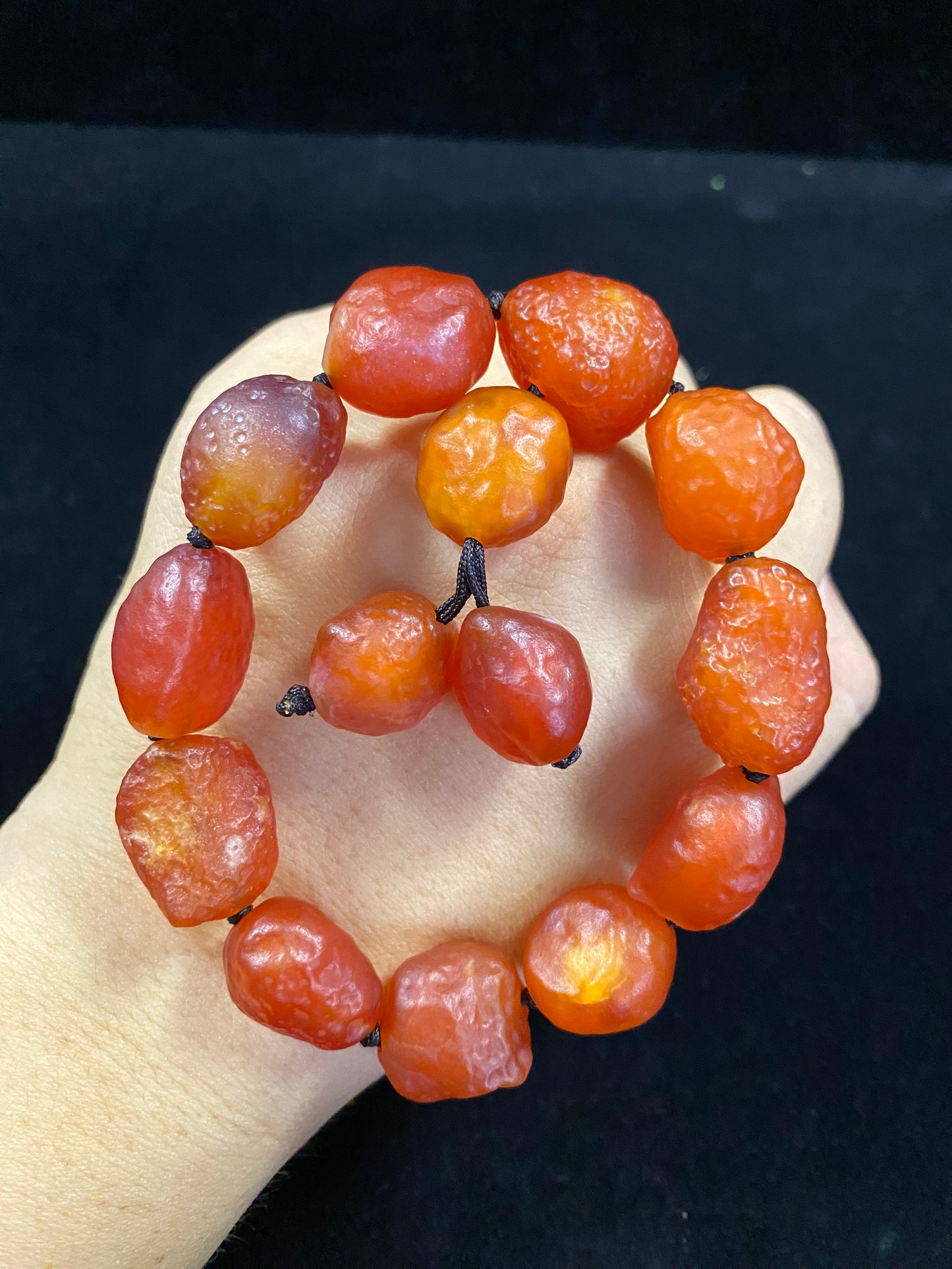 Natural Alxa Gobi Orange Sugar Heart Agate Energy Bracelet -Handmade Stretch Gemstone Jewelry