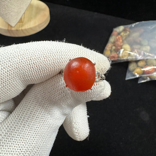Natural Alxa Gobi Brown Sugar Heart Agate Ring – Handmade Gemstone Jewelry