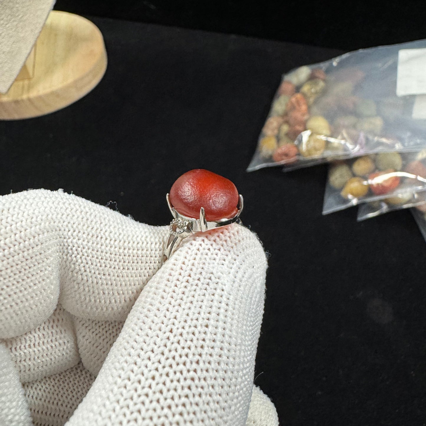 Natural Alxa Gobi Brown Sugar Heart Agate Ring – Handmade Gemstone Jewelry