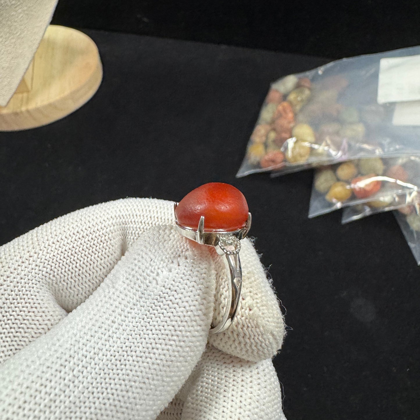 Natural Alxa Gobi Brown Sugar Heart Agate Ring – Handmade Gemstone Jewelry