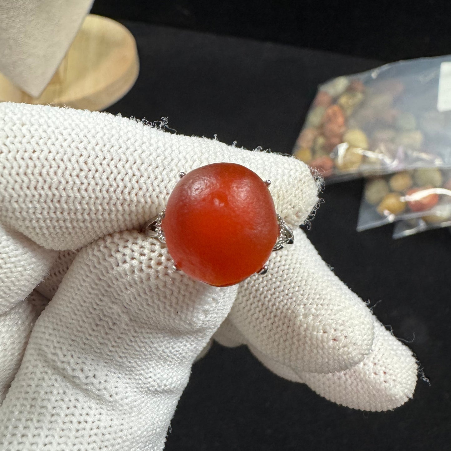 Natural Alxa Gobi Brown Sugar Heart Agate Ring – Handmade Gemstone Jewelry