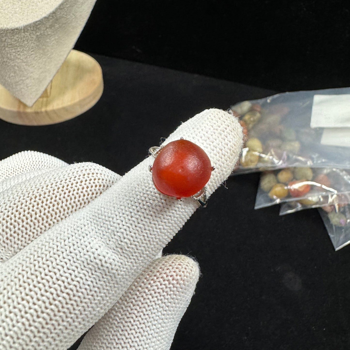 Natural Alxa Gobi Brown Sugar Heart Agate Ring – Handmade Gemstone Jewelry