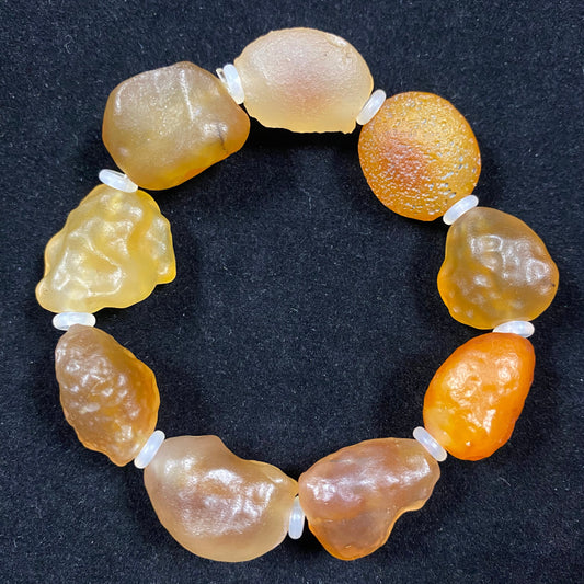 Natural Alxa Gobi Candy Agate Bracelet | Vibrant Desert Stone Jewelry A