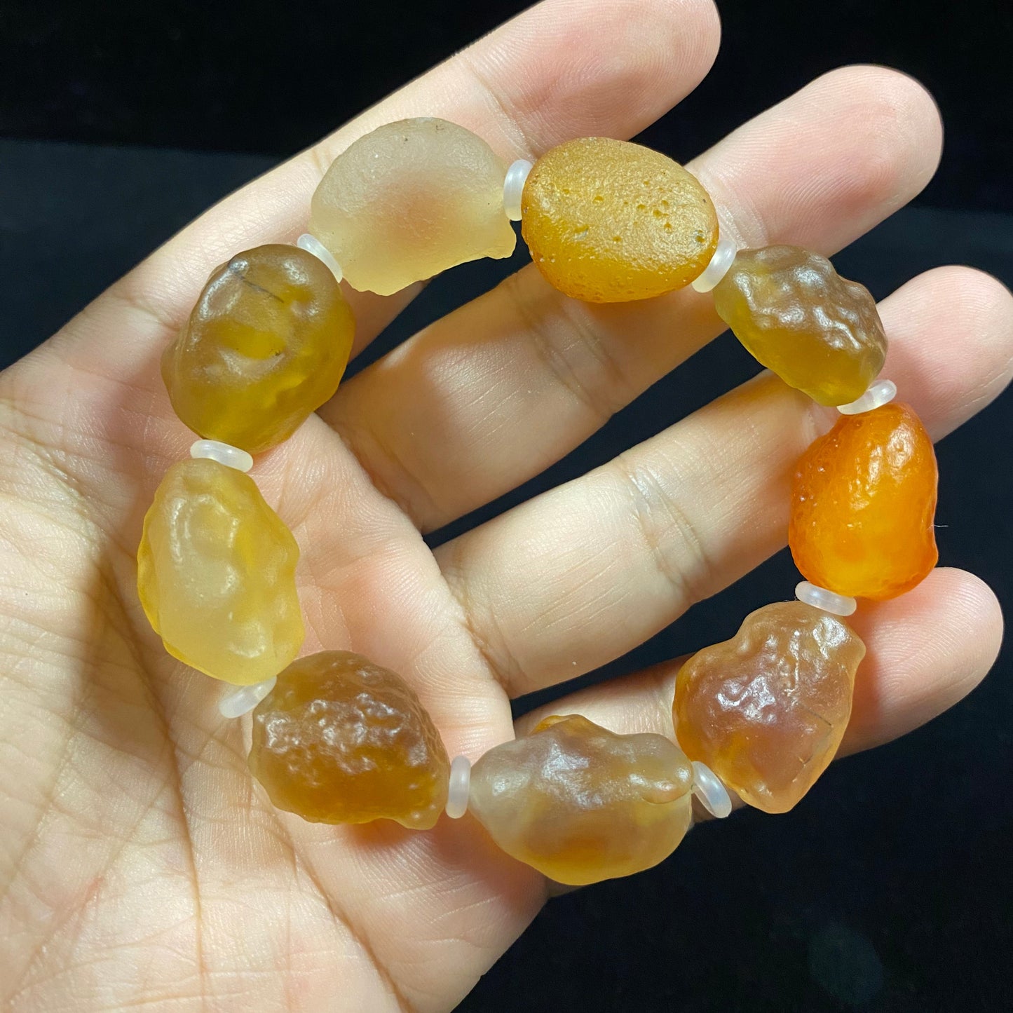 Natural Alxa Gobi Candy Agate Bracelet | Vibrant Desert Stone Jewelry A