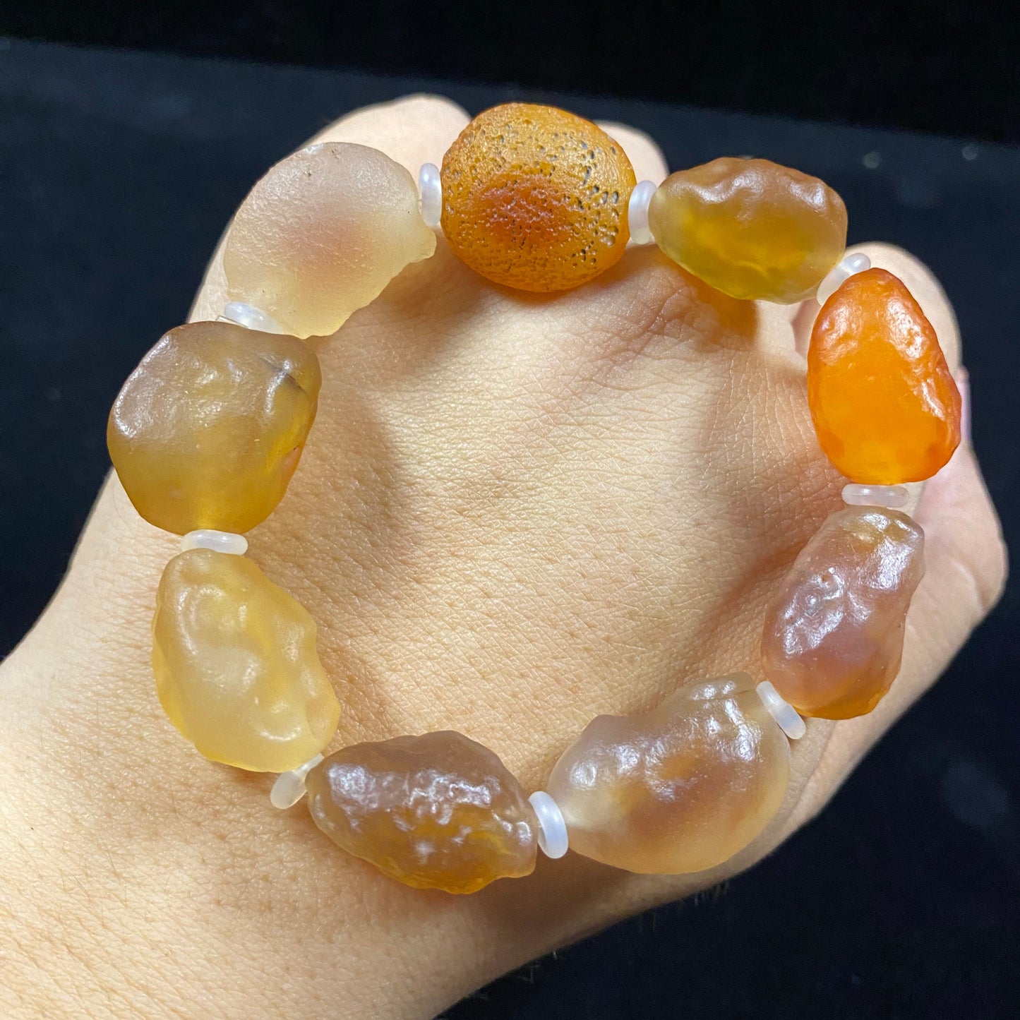 Natural Alxa Gobi Candy Agate Bracelet | Vibrant Desert Stone Jewelry A