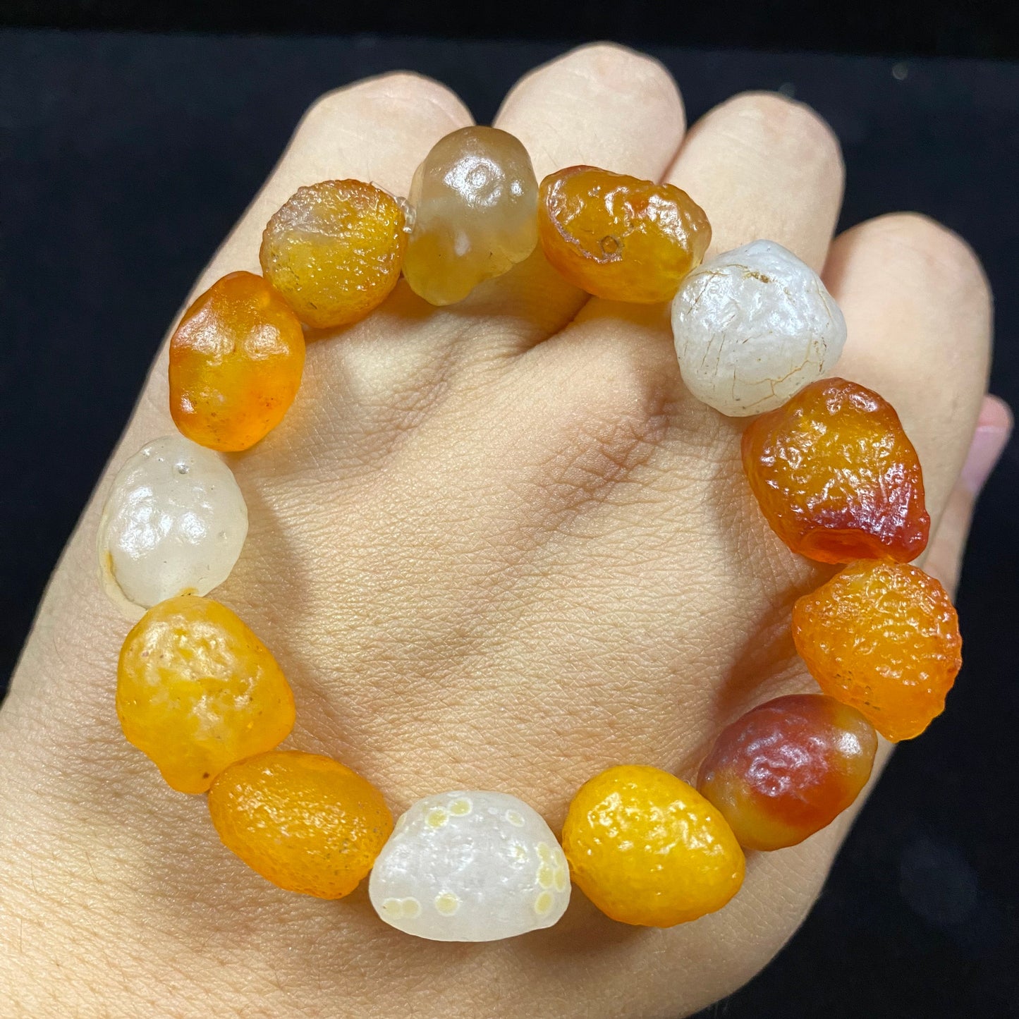 Natural Gobi Ice Orange Candy Agate Bracelet – Handmade Energy Stone for Style & Balance