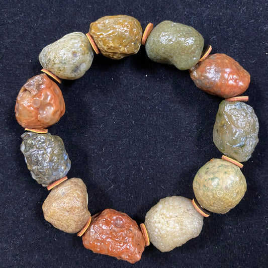 Natural Alxa Gobi Muscles Agate Men’s Energy Bracelet | Raw Gobi Desert Stone A