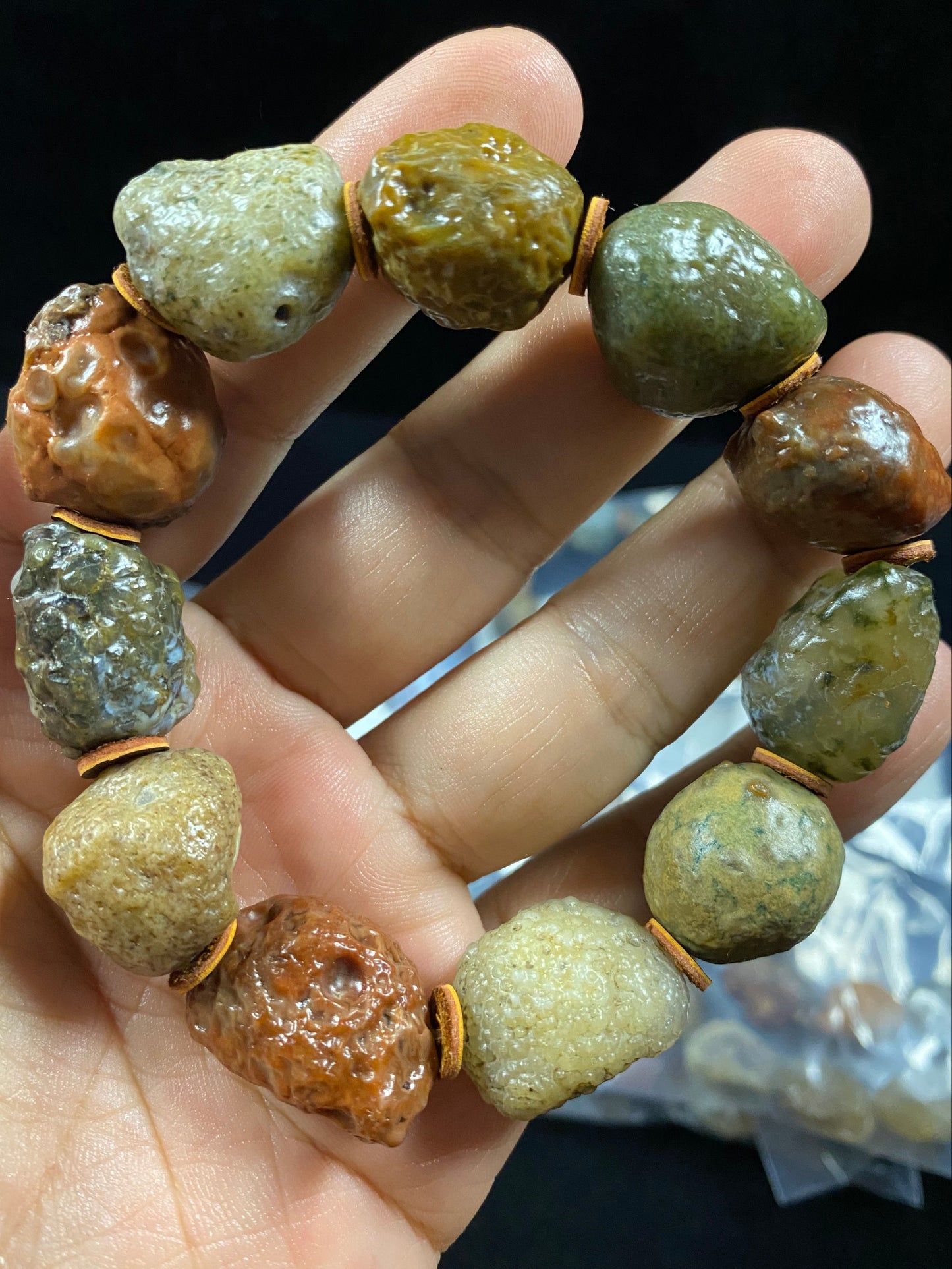 Natural Alxa Gobi Muscles Agate Men’s Energy Bracelet | Raw Gobi Desert Stone A